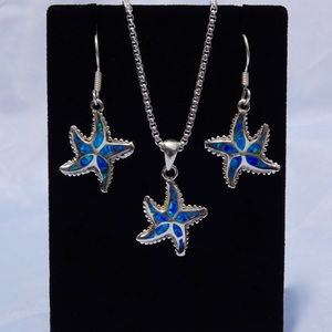 NEW Sterling Silver Fire Opal Starfish Jewelry Set